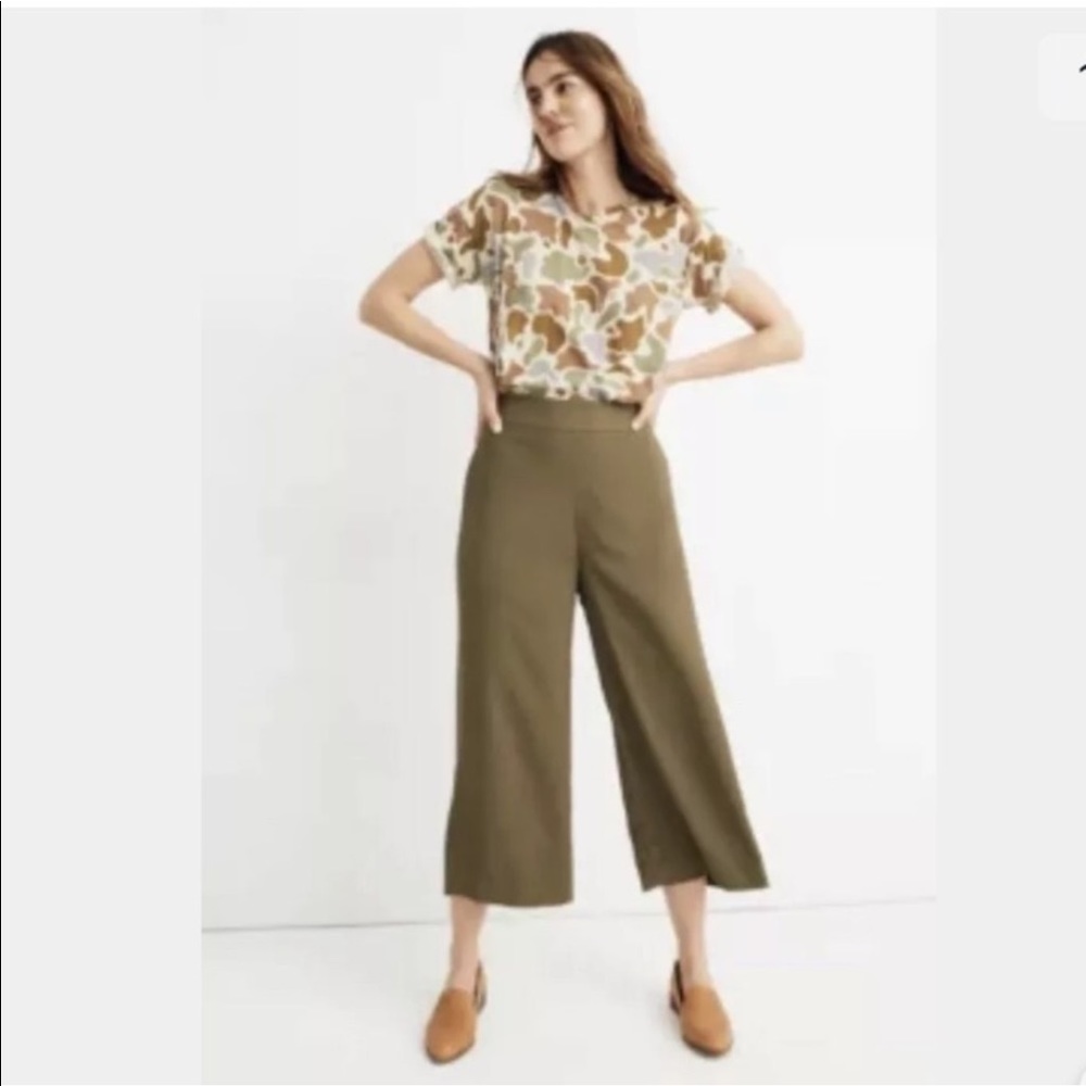 Madewell Huston Pull-On Wide Leg Culottes Pant Kale  NWT